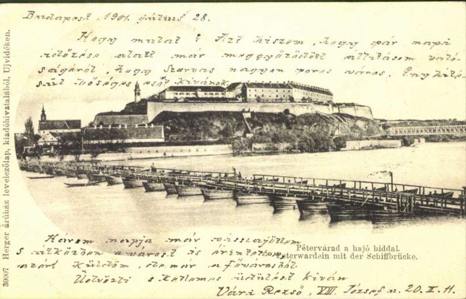 Petrovaradin and the Pontoon Bridge, 1901, Novi Sad