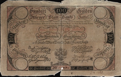 Hundred-gulden note of the Vienna City Bank, 1806, Novi Sad