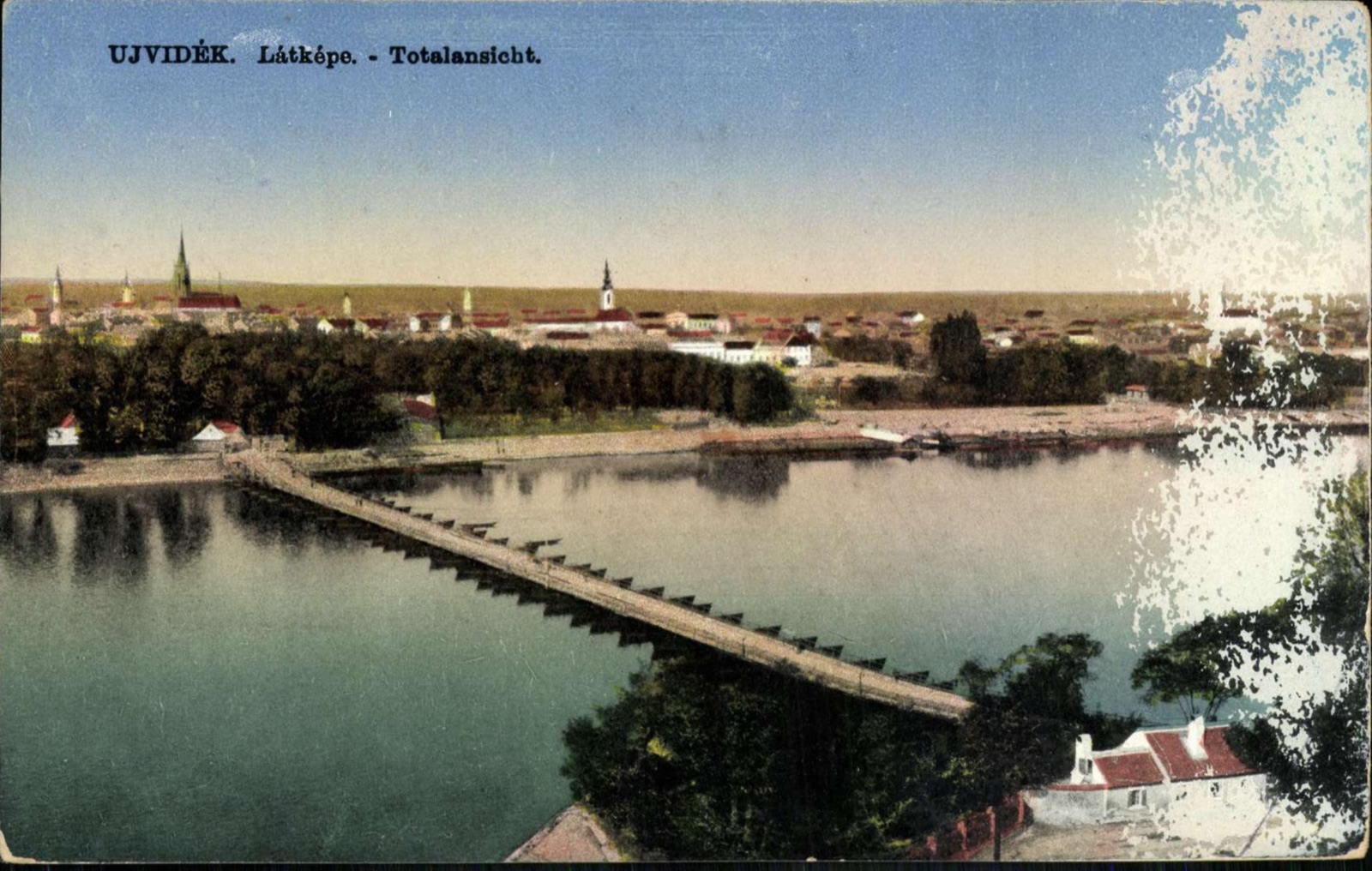 Panoramic View of Novi Sad with the Pontoon Bridge and a Boathouse, 1896–1918