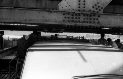 Beneath the Bridge Girders, Danube Boat Trip, 1964, Marshal Tito Bridge, Novi Sad