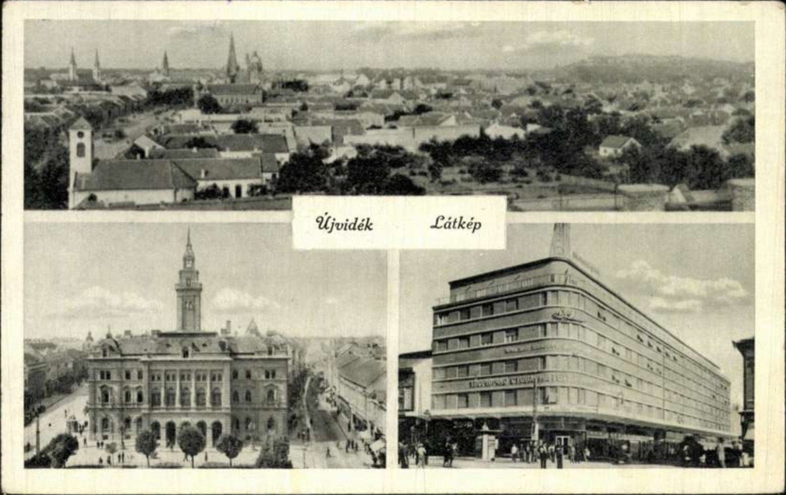 Three views: a panorama, the old city hall and a department store, Town Hall, Novi Sad, 1919–1941