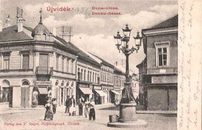 The tall street lamp in the middle, Dunavska Street, Novi Sad, 1907