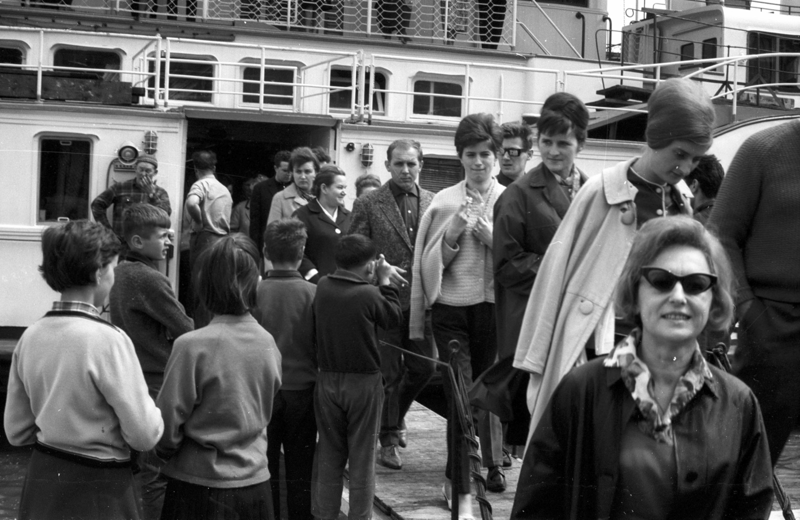 Passengers by the Steamer at Novi Sad, 1965, Danube Quay