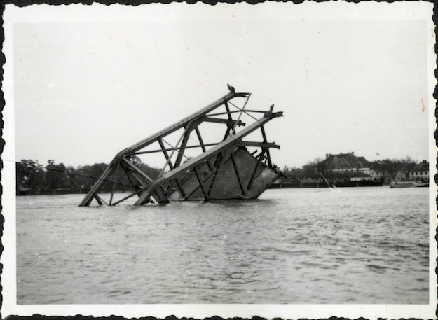 A Sunken Span Mid-River, the Far Bank Beyond, 1941, Prince Tomislav Bridge, Novi Sad