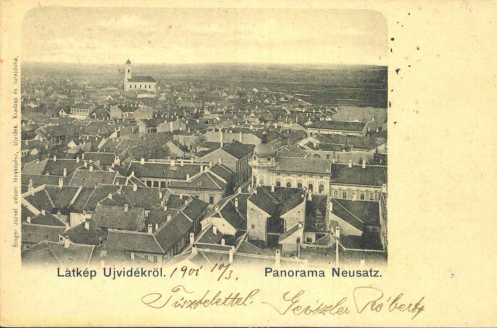 Panorama of the City, a Domed Building at Centre, Old Town, Novi Sad, by October 1901