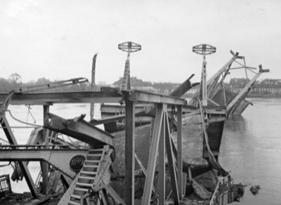 The Collapsed Spans of the Prince Tomislav Bridge, 1941, Novi Sad