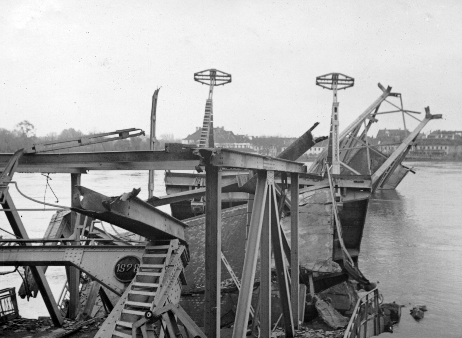 The Collapsed Spans of the Prince Tomislav Bridge, 1941, Novi Sad