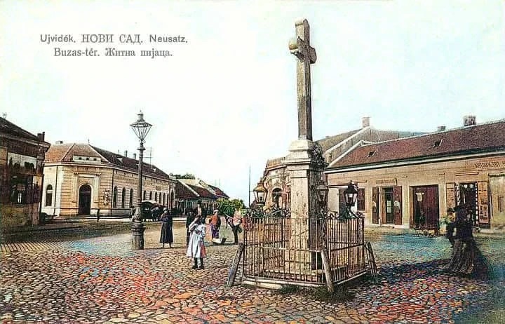 The stone cross on the corn market square, Wheat Square, Novi Sad, 1900–1918