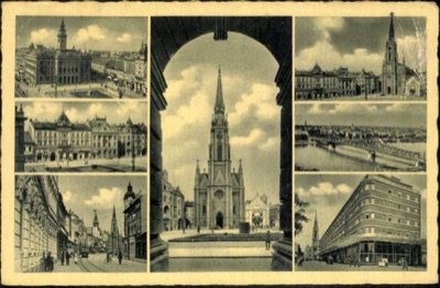 Novi Sad Views in an Archway Frame, with a Modern Corner, Name of Mary Church, 1919–1941