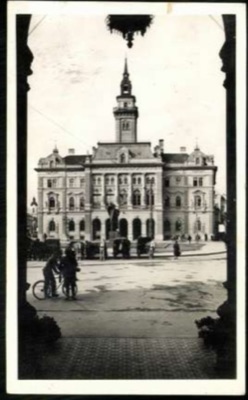 Vignette View of the Town Hall With Cyclists in Silhouette, Novi Sad, by June 1941