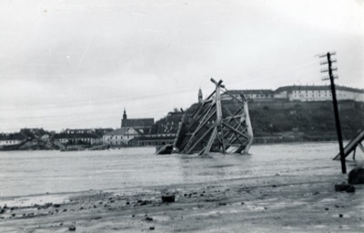 The Wrecked Span of the Prince Tomislav Bridge, Novi Sad, 1941–1945