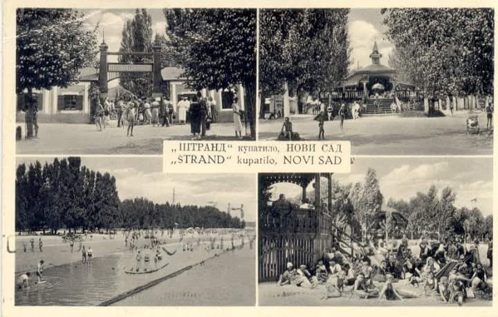 Four views of the Strand bathing place, Štrand City Beach, Novi Sad, 1918–1941