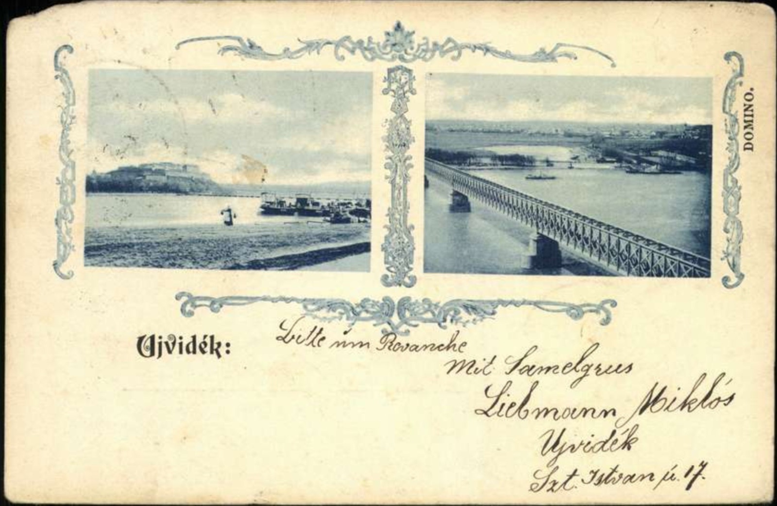 Два призора: Петроварадинска тврђава и мост са украсном оградом, 1899