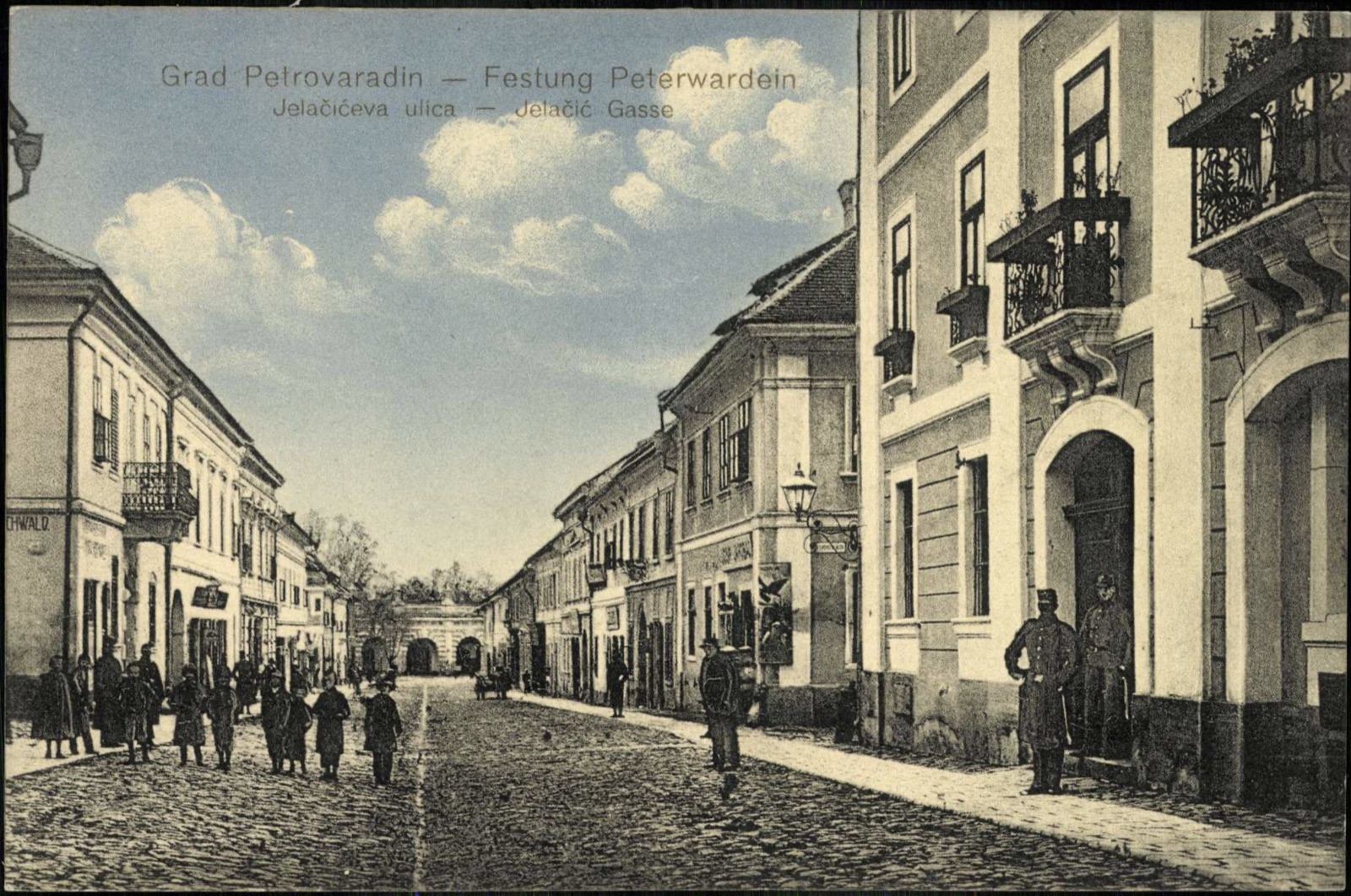 Jelačić Street, Petrovaradin, with Soldiers at the Gateway Arch, Novi Sad, 1896–1918