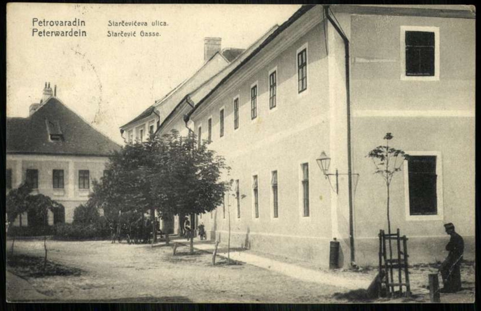 Starčević Street, Petrovaradin, a Soldier by the Young Trees, Novi Sad, by August 1914
