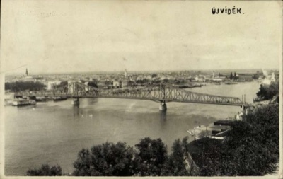 River Panorama With Barges Moored Below the Bridge, 1941, Prince Tomislav Bridge, Novi Sad