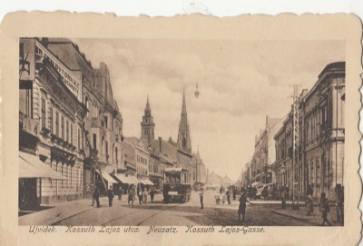 A tram down Kossuth Lajos Street, Kralja Aleksandra Street, Novi Sad, before 1918