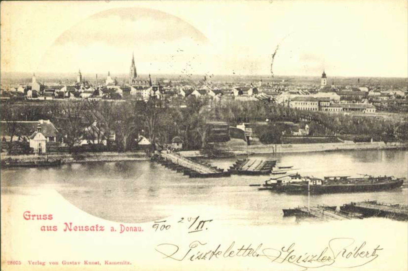 Greetings from Novi Sad on the Danube, 1900, Pontoon Bridge