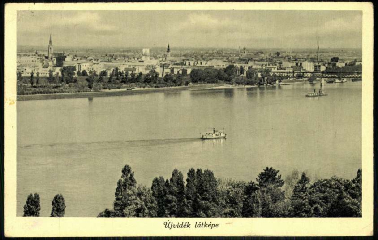 Novi Sad Across the Danube, Two Vessels on the Water, 1942.
