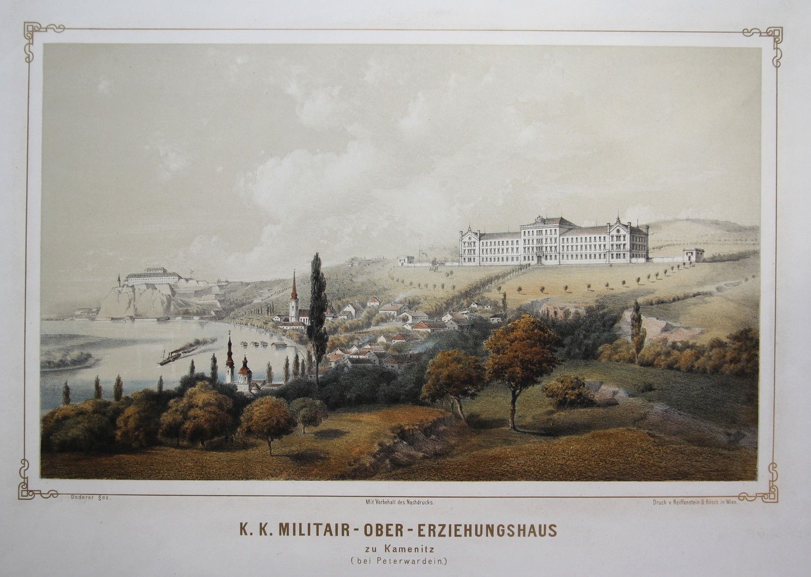 The Imperial and Royal Military School at Kamenitz, by Wilhelm von Doderer, Gendarmerie and NCO School, Sremska Kamenica, circa 1855