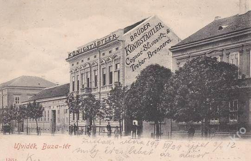 The distillery sign on the gable, Wheat Square, Novi Sad, 1895–1918