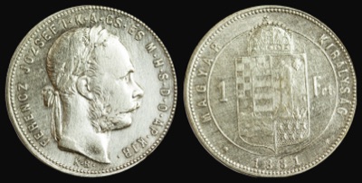 Silver forint of the Kingdom of Hungary, 1881, Novi Sad