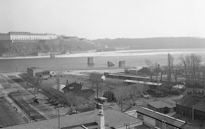 Over the rooftops to the bridge piers, Petrovaradin Fortress, 1941-1962