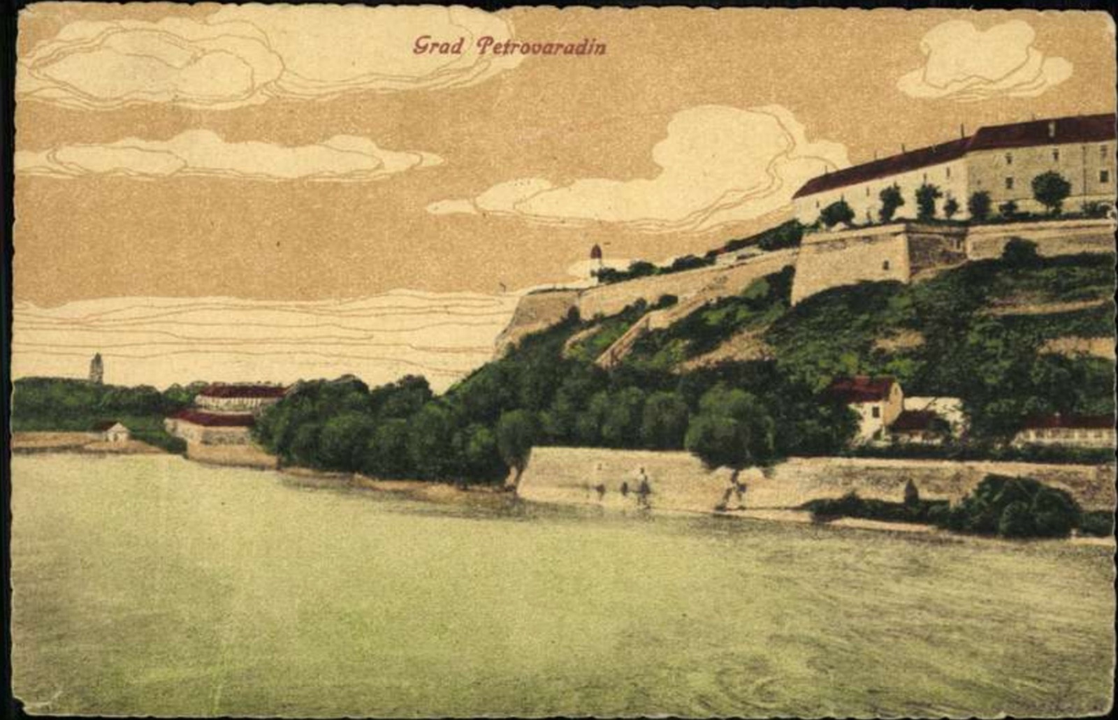 Petrovaradin fortress above the Danube bathers, 1919–1941