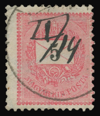 Five-kreuzer black-numeral stamp of Hungary, 1898, Novi Sad