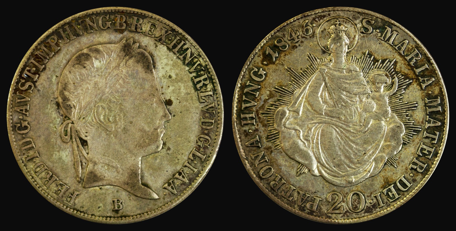 Сребрних двадесет крајцара Фердинанда, Кремница, 1846, Нови Сад