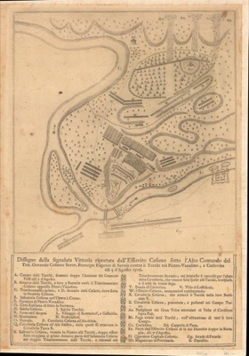 Italian plan of the victory of 5 August 1716 between Petrovaradin and Karlovci, Petrovaradin Fortress
