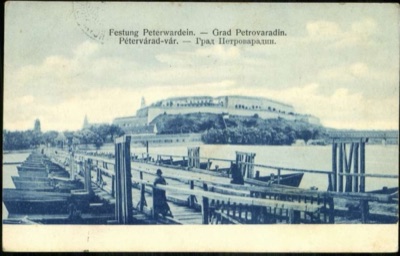 Petrovaradin Fortress, above the stone river quay, Novi Sad, 1906.