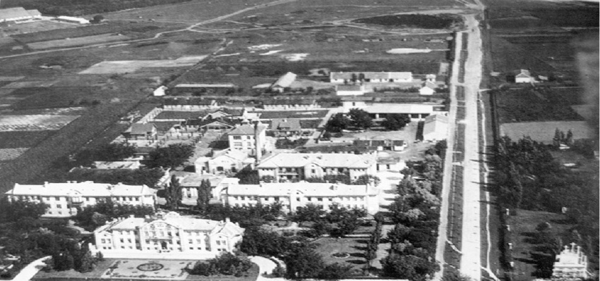 The hospital and the Calvary from the air, City Public Hospital, Novi Sad, 1926