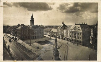 National Flag Square Seen From Above, Toward the Town Hall, Liberty Square, Novi Sad, 1941–1942