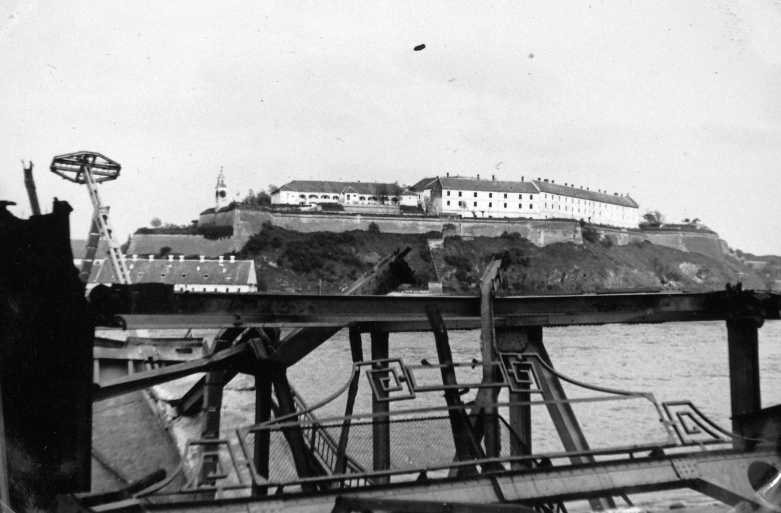 Petrovaradin Fortress Framed by the Wrecked Bridge, 1942