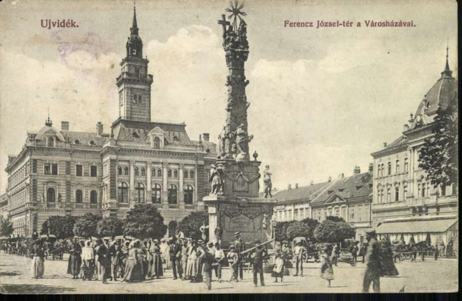 Franz Joseph Square, a Crowd Gathered at the Column, Liberty Square, Novi Sad, 1896–1918