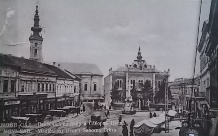 The Bishop's Palace and the cathedral tower, Novi Sad, 1930s