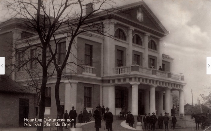 A gathering outside the Officers' House, Novi Sad, after 1918