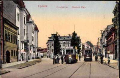Elizabeth Square, a Woman in a Wide Hat Boards the Tram, Elisabeth Square, Novi Sad, 1896–1918