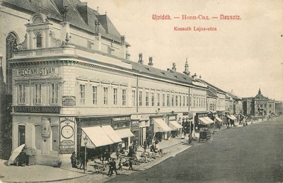 The corner shop and its awnings, Zmaj Jovina Street, Novi Sad, 1900–1909