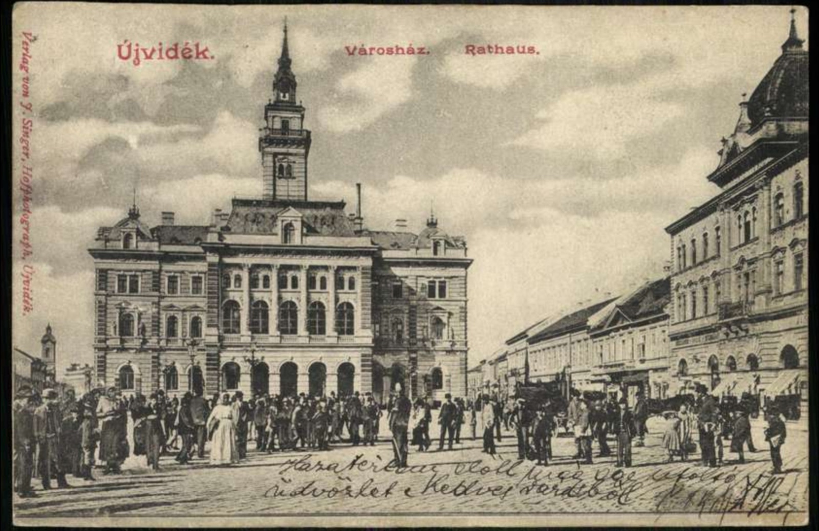 A Crowd Before the Town Hall, with Horse Cabs, Novi Sad, by September 1902