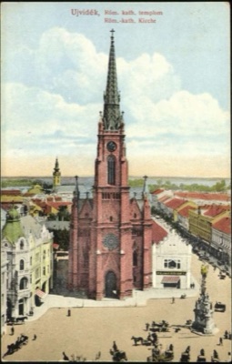 The Catholic parish church and river view, Novi Sad, Name of Mary Church, 1914
