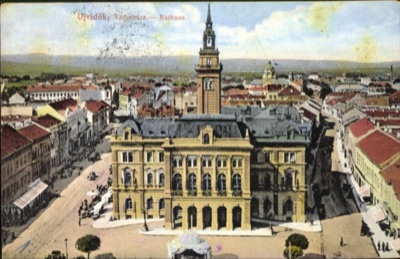 Elevated View of the Town Hall, Trees in the Foreground, Novi Sad, 1915.