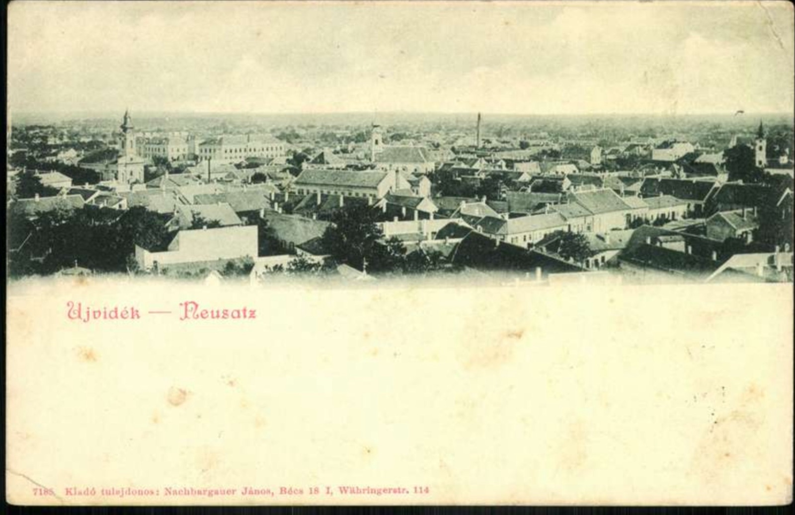 Dächerpanorama mit zwei Kirchtürmen, 1899, Neusatz, bis Dezember 1899
