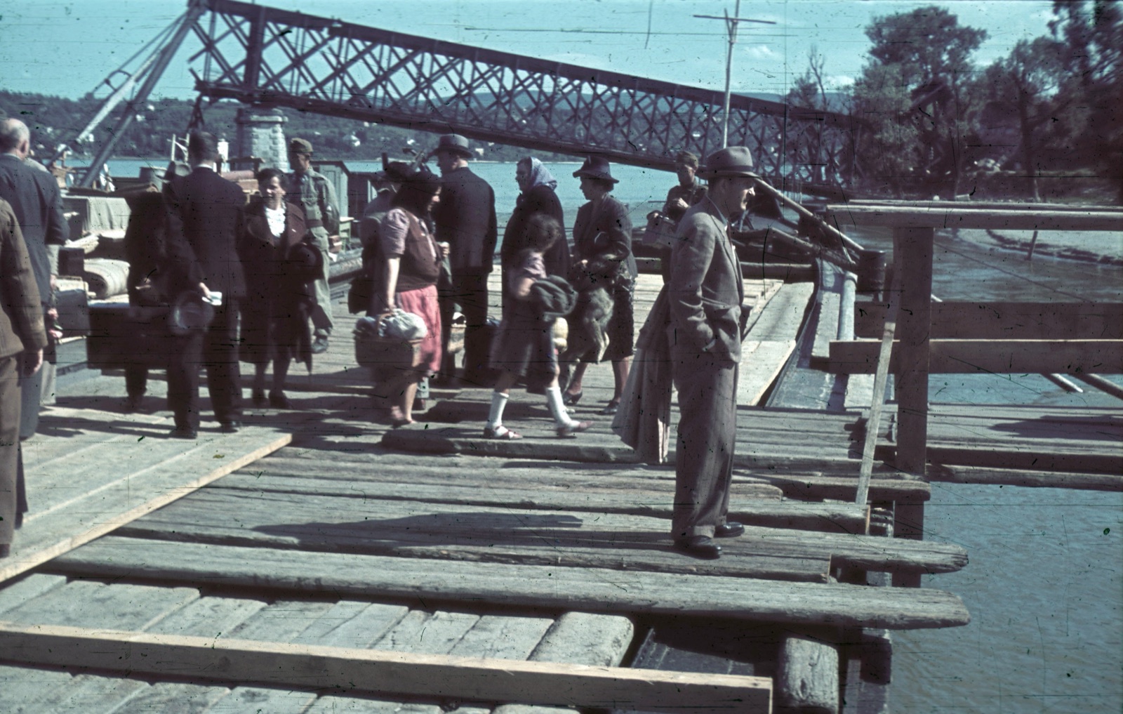 Waiting at the Danube Dock Below the Ruined Bridge, 1941, Danube Quay, Novi Sad