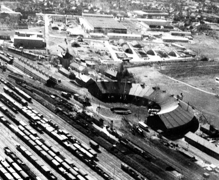The old Novi Sad marshalling yard from the air, Marshalling Yard and Ložionica, c. 1924–1944