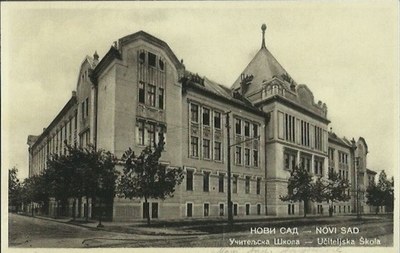 The card that names the school, Teachers' School, Novi Sad, 1919–1941