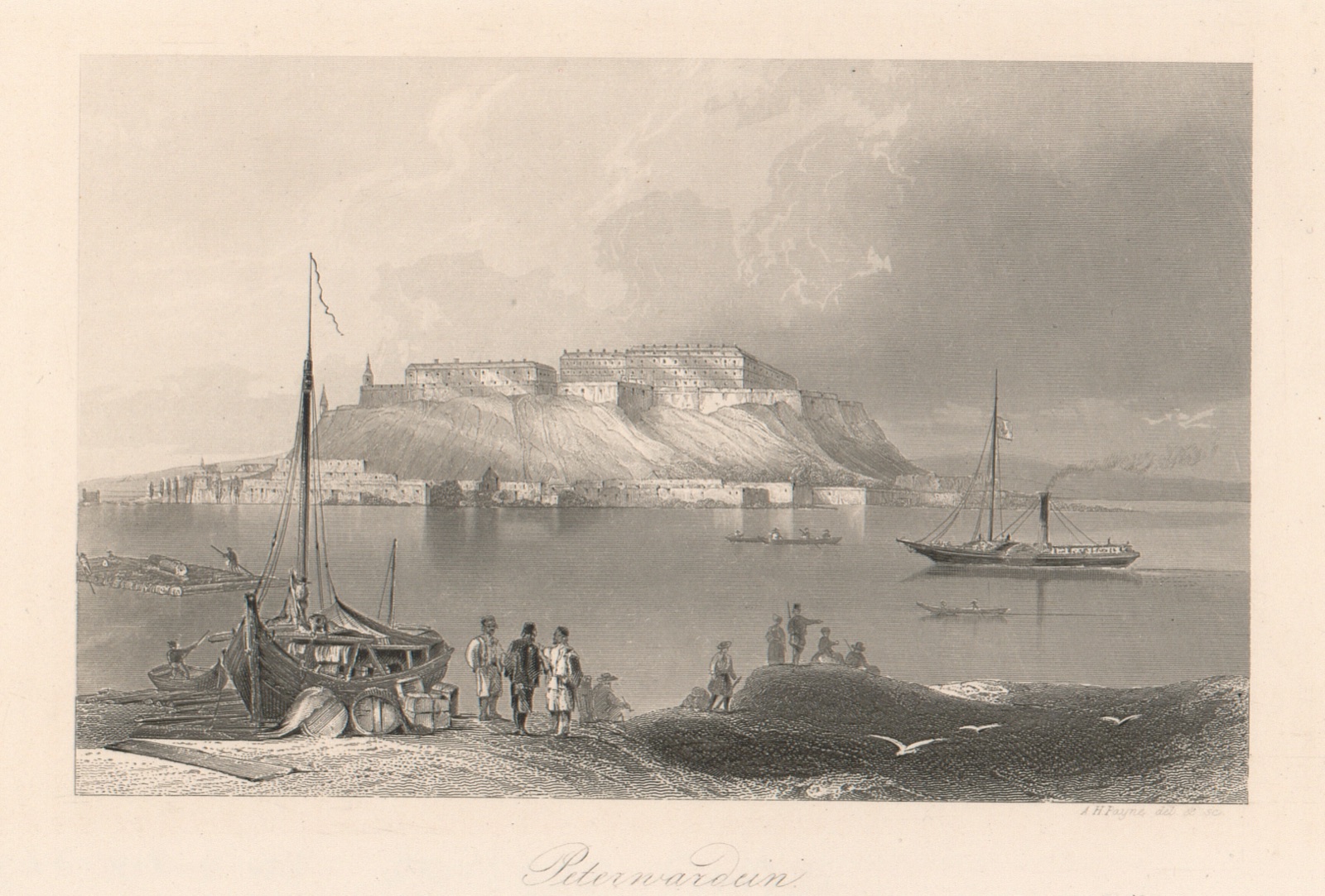 Peterwardein, by A. H. Payne, Petrovaradin Fortress, circa 1848