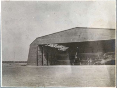 An Aeroplane Inside an Open Hangar, Novi Sad Airfield, 1917