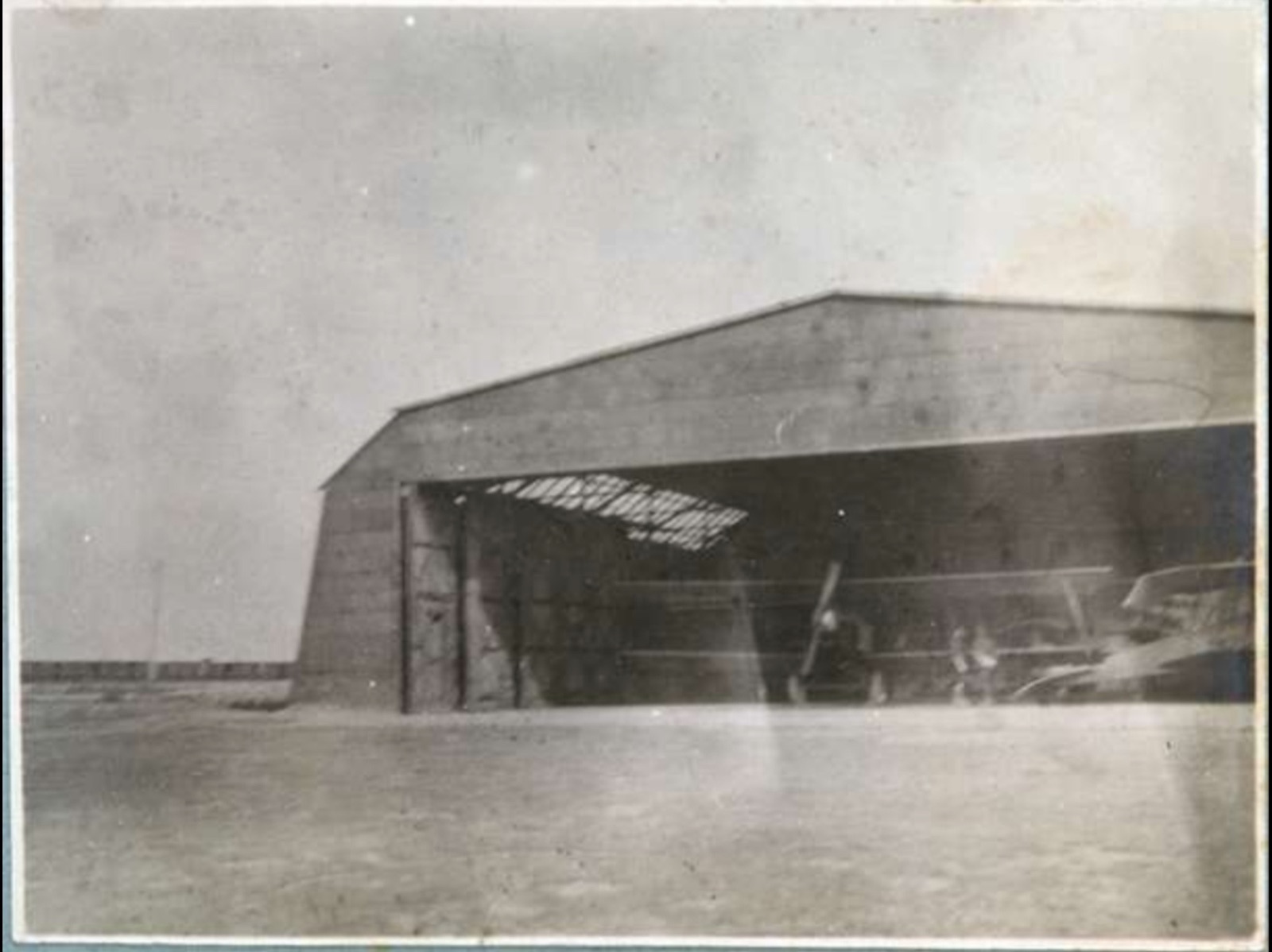 An Aeroplane Inside an Open Hangar, Novi Sad Airfield, 1917